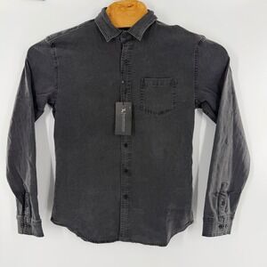 Tailored Athlete Mens Muscle Fit Button Down Shirt Washed Black Stretch Size M